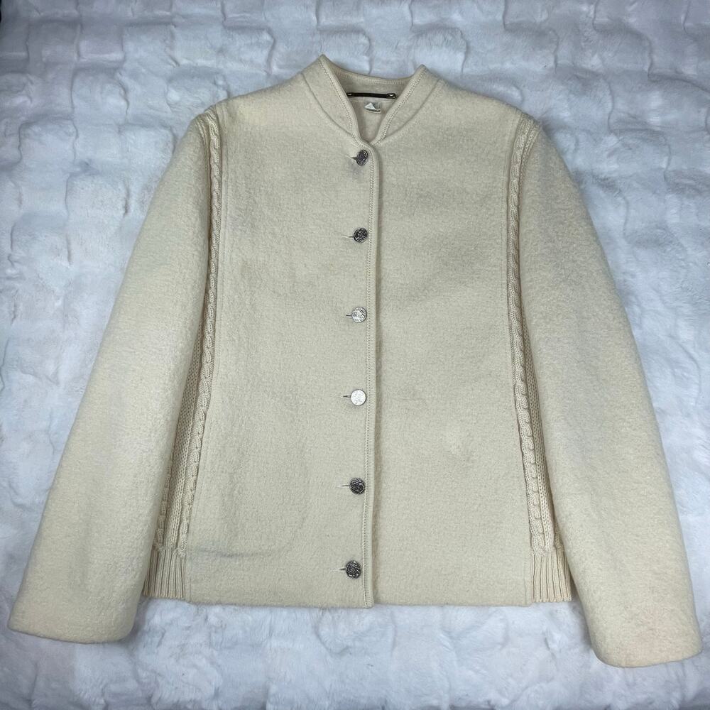 🔥Vintage Made In German Boiled Wool Cable Knit Panel Embroidered Jacket Coat 14